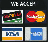 We Accept Visa Mastercard Amex & Discover